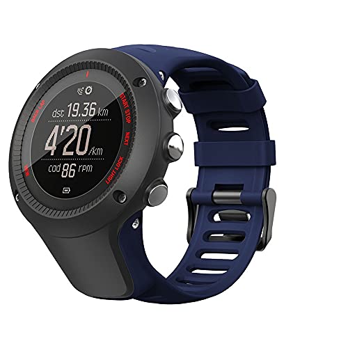 Silikon Ersatz Armband Zubehör Uhrenarmband Armband mit Schrauben Kompatibel für Suunto Ambit 1/2 / 2S / 2R / 3 Sport / 3 Run / 3 Peak Smartwatch (Navy blau) von Happytop's Watchband