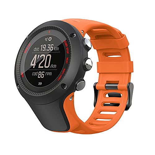 Silikon Ersatz Armband Zubehör Uhrenarmband Armband mit Schrauben Kompatibel für Suunto Ambit 1/2 / 2S / 2R / 3 Sport / 3 Run / 3 Peak Smartwatch (Orange) von Happytop's Watchband