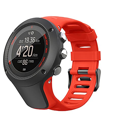 Silikon Ersatz Armband Zubehör Uhrenarmband Armband mit Schrauben Kompatibel für Suunto Ambit 1/2 / 2S / 2R / 3 Sport / 3 Run / 3 Peak Smartwatch (Rot) von Happytop's Watchband