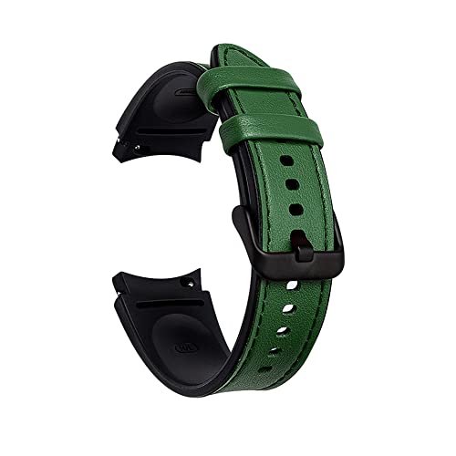 Kompatibel mit Samsung Galaxy Watch4 Armbändern, Leder & Silikon-Armband für Samsung Galaxy Watch 4 (40mm/44mm) & Galaxy Watch 4 Classic (42mm/46mm) Smart Watch (Dunkelgrün) von Happytop