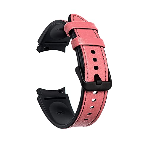 Kompatibel mit Samsung Galaxy Watch4 Armbändern, Leder & Silikon-Armband für Samsung Galaxy Watch 4 (40mm/44mm) & Galaxy Watch 4 Classic (42mm/46mm) Smart Watch (Rosa) von Happytop