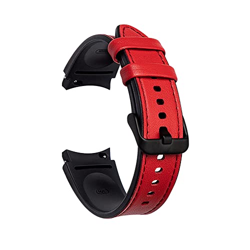Kompatibel mit Samsung Galaxy Watch4 Armbändern, Leder & Silikon-Armband für Samsung Galaxy Watch 4 (40mm/44mm) & Galaxy Watch 4 Classic (42mm/46mm) Smart Watch (Rot) von Happytop