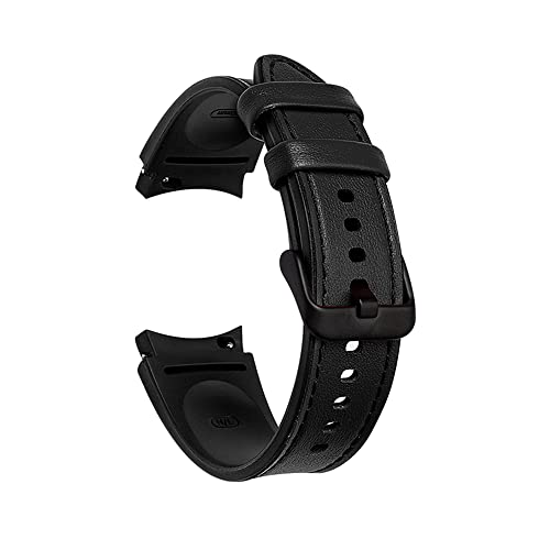 Kompatibel mit Samsung Galaxy Watch4 Armbändern, Leder & Silikon-Armband für Samsung Galaxy Watch 4 (40mm/44mm) & Galaxy Watch 4 Classic (42mm/46mm) Smart Watch (Schwarz) von Happytop