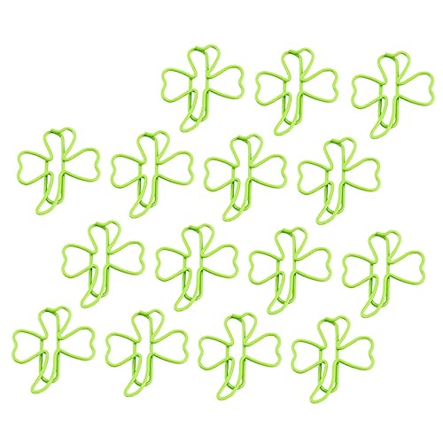 Happyyami 1 Satz 15 Stück Kleeblatt-Lesezeichen süße grüne Blattnotizclips Schreibwaren-Clip süße Büroklammern Kreativ Kleeblatt-Büroklammern test Papier Umspritzen Green von Happyyami