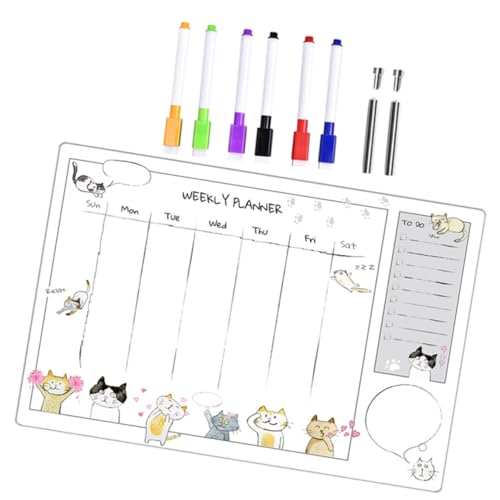 Happyyami 1 Satz Notiztafel Farben Whiteboard für Kühlschrank trocken löschen Whiteboard trocken abwischbar Schwarz Woche LED Memoboard mit Stift Acryl-Memotafel für zu Hause von Happyyami