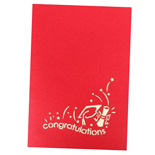Happyyami 1 Stück Popup-Karte Abschlusseinladungen 3D-Up-Karten Abschlusskarten bis grußkarten rot von Happyyami