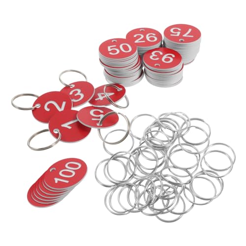 Happyyami 100 Stück digitales Etikett Schlüsselanhänger Identifikatoren Überprüfen Sie die Tags Schlüsselanhänger Nummernschild Schlüsseletiketten-Tags Abs rot von Happyyami