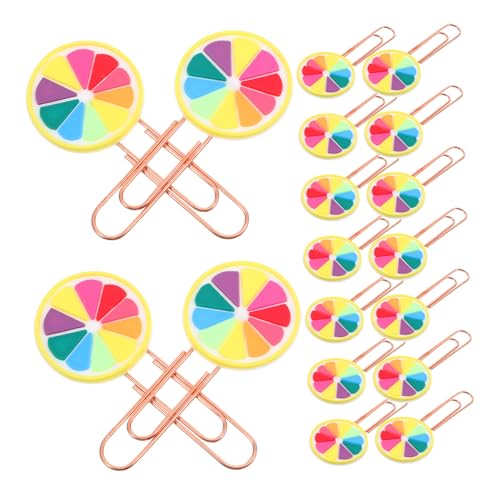 Happyyami 20 Stück Obst-Lesezeichen geformt Büroklammern gefärbt Mini kleine Dateiclips Büroklammern fürs Büro Dokumentpapierclips Büroklammern in schöner Form weiches Gummi von Happyyami