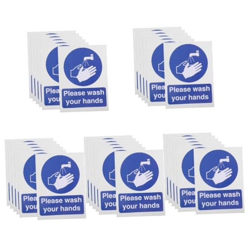 Happyyami 5 Sätze Handwaschaufkleber Geschirrspültür Toilettenhandwaschhinweis Zubehör Handwasch Erinnerungsaufkleber Papierhandwaschschilder Anleitung Klebrige Handwaschaufkleber 6 Stück * 5 von Happyyami