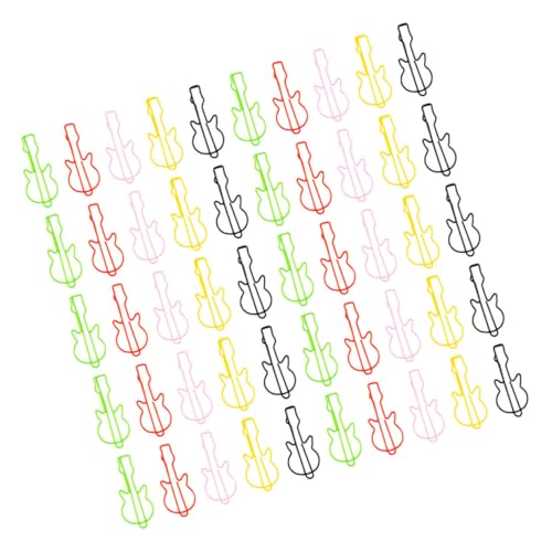 Happyyami 50 Stück Gitarren-Büroklammer Hinweisclip süße Büroklammern Papiernotizklammer Büroklammern süß Buchclip-Seitenhalter Gitarrenförmige Büroklammer Musikclip Metall von Happyyami