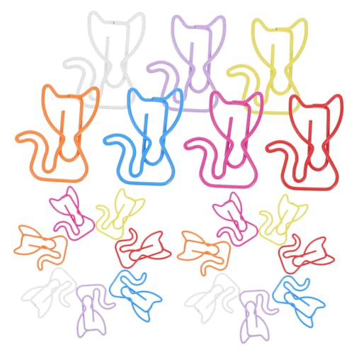 Happyyami 50 Stück Katzen Büroklammern Süße Kätzchen Lesezeichen Planer Clips Süße Tier Büroklammern Katzen Seitenmarker Katzen Buchmarker Dekorative Büroklammern Katzen Motive von Happyyami