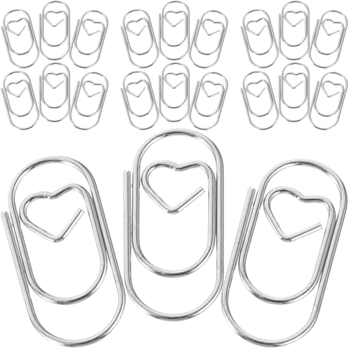 Happyyami 50 Stück LIEBE Lesezeichen Pin Papierklammern sortiert klein beschichtet Gold Clips büroklammern Büroklammer fürs Büro Dekorative Papierklamme Bürobedarf Silver von Happyyami