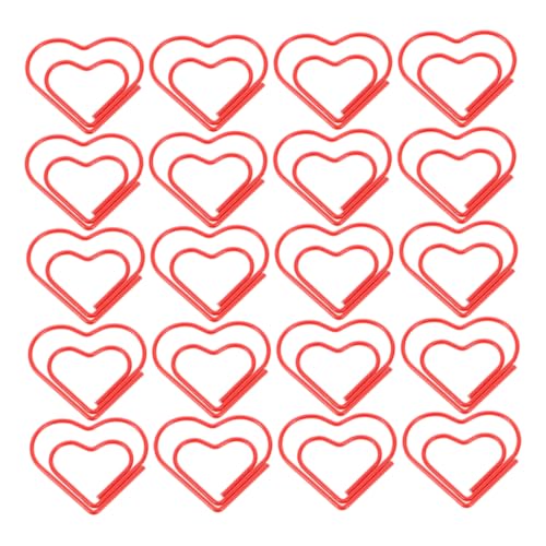 Happyyami 80 Stück Mini -Papierclips Herzclips Mini-Bindeklammern süße Büroklammern Clips für Papier Heftklammern klein kleine Büroklammern winzige Klammern Metall rot von Happyyami