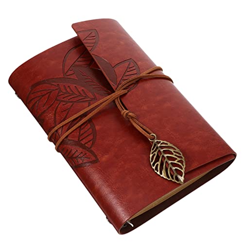 Happyyami Loseblattbuch Planungsnotizblock Notizen Vintage Leaf Journal Reise-notizbuch Reisende Versorgung Vintage Täglicher Notizblock Tagesplaner Notizbücher Papier Brown von Happyyami