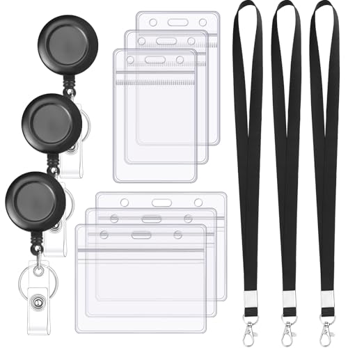 Ausweishülle mit Band Set, 6 Stück Transparente Kartenhülle mit 3 Einziehbarem Schlüsselanhänger Badge Holder Karten für Studenten Mitabeiter Arzt Ausweishülle mit Band Set, 6 Stück Transparente Kartenhülle mit 3 Einziehbarem Schlüsselanhänger Badge Holder Karten für Studenten Mitabeiter Arzt von Hapric