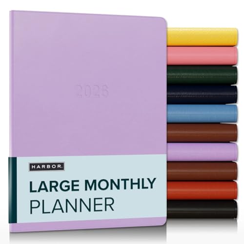 Harbor Großer Monatsplaner 2026, Kalenderplaner und Notizbuch, strapazierfähiges Kunstleder, 14 Monate, 96 Seiten, Softcover & leicht - Cambridge Lavender - 24,8 x 19,1 cm von Harbor