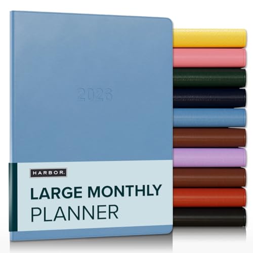 Harbor Großer Monatsplaner 2026, Kalenderplaner und Notizbuch, strapazierfähiges Kunstleder, 14 Monate, 96 Seiten, Softcover & leicht - Cambridge Reef Blue - 24,8 x 19,1 cm von Harbor