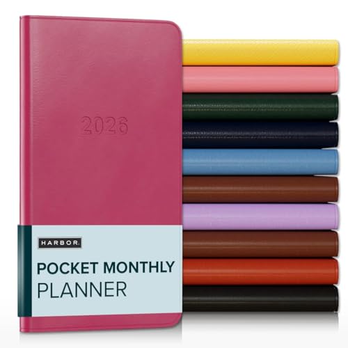 Harbor Pocket Monatsplaner 2026, Kalenderplaner und Notizbuch, strapazierfähiges Kunstleder, 18 Monate, 96 Seiten, Softcover & leicht - Cambridge Orchid Flower - 15,2 x 8,3 cm von Harbor