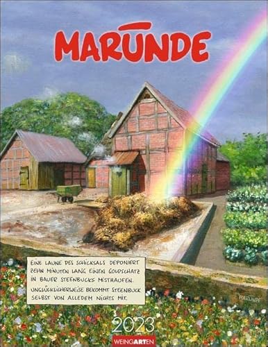 Marunde Kalender 2023. Witziger Cartoon-Posterkalender mit 12 humorvollen Zeichnungen. Kunstvoller Wandkalender 2023 mit Monatskalendarium. 34x44 cm. Hochformat von Harenberg u.Weingarten