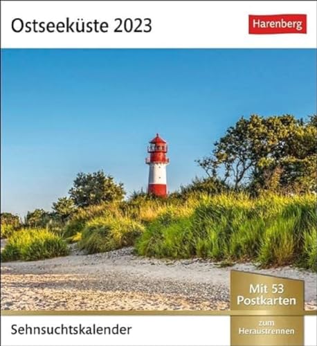Ostseeküste Sehnsuchtskalender 2023. Leuchttürme, Sanddünen u.v.m. in einem kleinen Kalender voller Urlaubsfeeling. Beliebte Ostsee-Motive in einem ... Aufhängen.: Wochenkalender mit 53 Postkarten von Harenberg