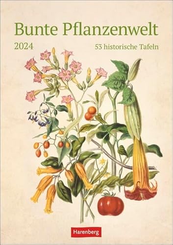 Bunte Pflanzenwelt - Wochenplaner 2024 - Harenberg-Verlag - Wochenkalendarium - 53 historische Tafeln - Wandkalender mit Platz zum Eintragen - 25 cm x 35,5 cm von Harenberg