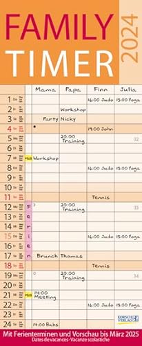 Family Timer Lifestyle - Familienplaner 2024 für 4 Personen - Korsch-Verlag - Kalender mit 4 Spalten zum Eintragen - 19 cm x 46 cm von Harenberg