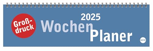 Großdruck Wochenquerplaner - Kalender 2025 - Heye-Verlag - Tischkalender quer mit Schulferien - 32,5 cm x 9,3 cm von Harenberg