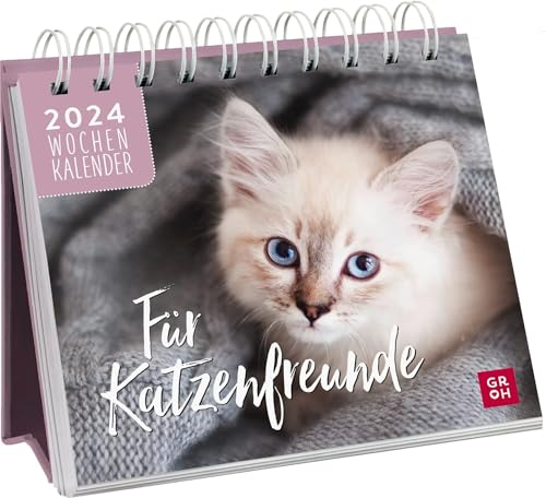 Harenberg Für Katzenfreunde - Kalender 2024 - Groh-Verlag - Aufstellkalender - Wochenkalender - Tischkalender mit 53 Fotos, Sprüchen und Zitaten - 13,5 cm x 14 cm von Harenberg