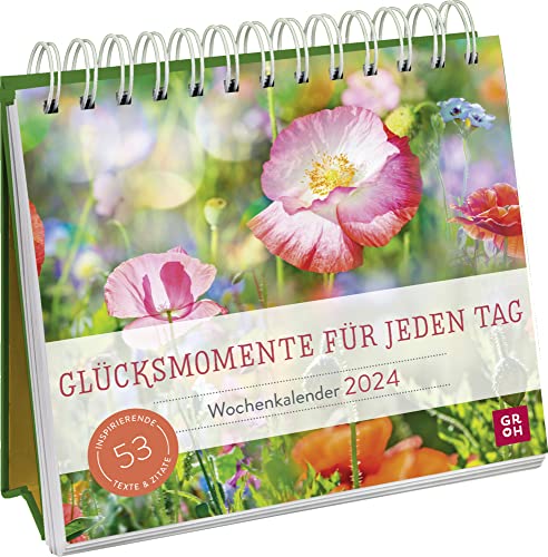 Harenberg Glücksmomente für jeden Tag - Wochenkalender 2024 - Postkartenkalender - Groh-Verlag - Aufstellkalender - Tischkalender mit 53 Postkarten - 17 cm x 18,1 cm von Harenberg