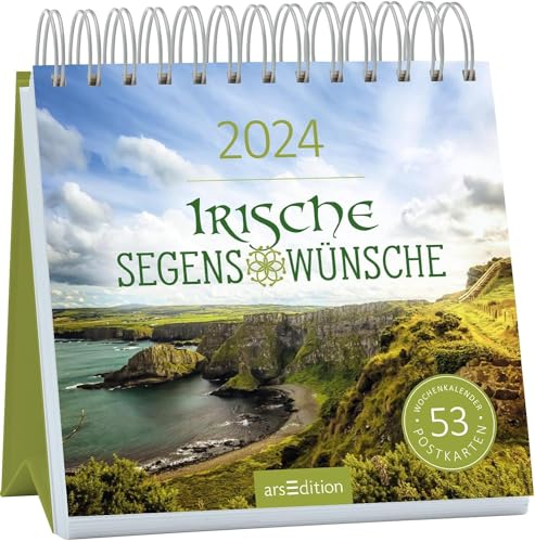 Harenberg Irische Segenswünsche - Kalender 2024 - arsEdition-Verlag - Wochenkalender - Postkartenkalender mit 53 Postkarten für Irlandfans - 17 cm x 17 cm von Harenberg