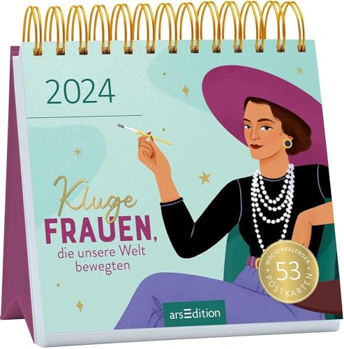 Harenberg Kluge Frauen - Kalender 2024 - arsEdition-Verlag - Wochenkalender - Postkartenkalender mit 53 Postkarten mit Zitaten von starken Frauen - 17 cm x 17 cm von Harenberg