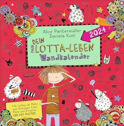 Lotta-Leben - Broschurkalender 2024 - Heye-Verlag - Wandkalender mit Poster - 29,5 cm x 30 cm (offen 29,5 cm x 60 cm) von Harenberg