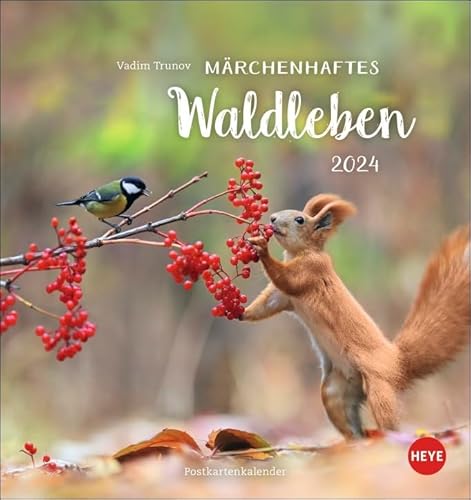 Märchenhaftes Waldleben - Postkartenkalender 2024 - Vadim Trunov - Heye-Verlag - Aufstellkalender mit 12 heraustrennbaren Postkarten - Monatsplaner - 16 cm x 17 cm von Harenberg