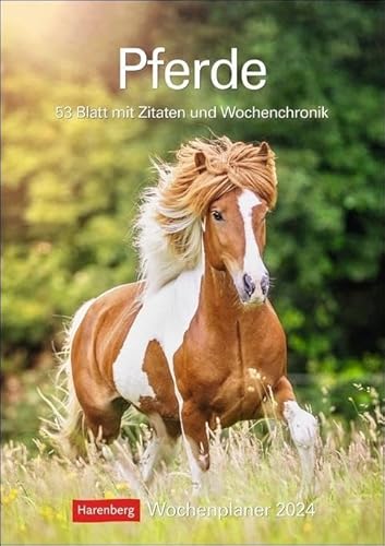Pferde Wochenplaner 2024. Wochenkalendarium, Zitate und Pferdefotos in einem praktischen Termin-Kalender. Funktion trifft auf Design: Hochwertiger ... 53 Blatt mit Zitaten und Wochenchronik von Harenberg
