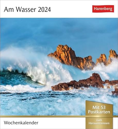 Postkartenkalender Am Wasser - Kalender 2024 - Harenberg-Verlag - Wochenkalender mit 53 heraustrennbaren Postkarten - 16 cm x 17,5 cm von Harenberg