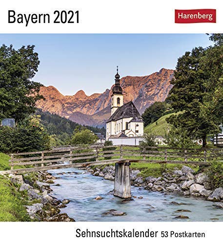 Sehnsuchtskalender Bayern - Kalender 2021 - Harenberg-Verlag - Postkartenkalender mit 53 heraustrennbaren Postkarten - 15,8 cm x 18 cm von Harenberg