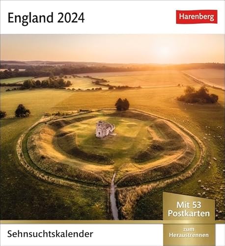 Sehnsuchtskalender England - Kalender 2024 - Harenberg-Verlag - Postkartenkalender mit 53 heraustrennbaren Postkarten - 16 cm x 17,5 cm von Harenberg