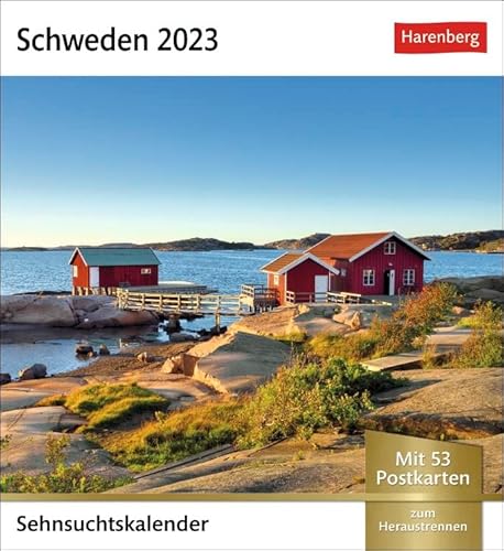 Sehnsuchtskalender Schweden - Kalender 2023 - Harenberg-Verlag - Postkartenkalender mit 53 heraustrennbaren Postkarten - 16 cm x 17,5 cm, multicolor von Harenberg