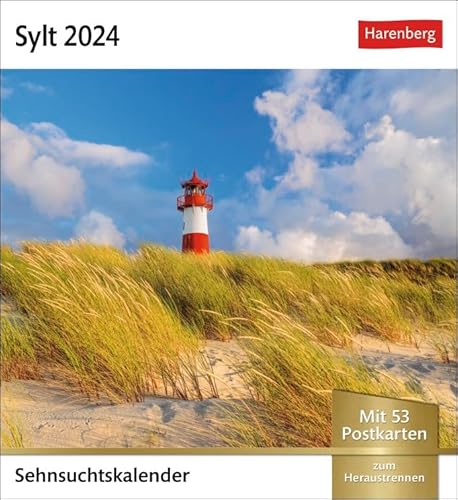 Sehnsuchtskalender Sylt - Kalender 2024 - Harenberg-Verlag - Postkartenkalender mit 53 heraustrennbaren Postkarten - 16 cm x 17,5 cm von Harenberg