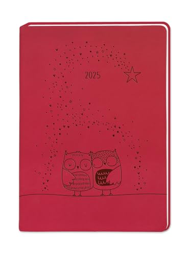 Terminplaner Lederlook - rot A6 - Taschenkalender 2025 - Grafik Werkstatt - Buchkalender mit Lesebändchen und feiner Prägung auf der Titelseite - 1 Woche auf 2 Seiten - 11 cm x 15,5 cm von Harenberg