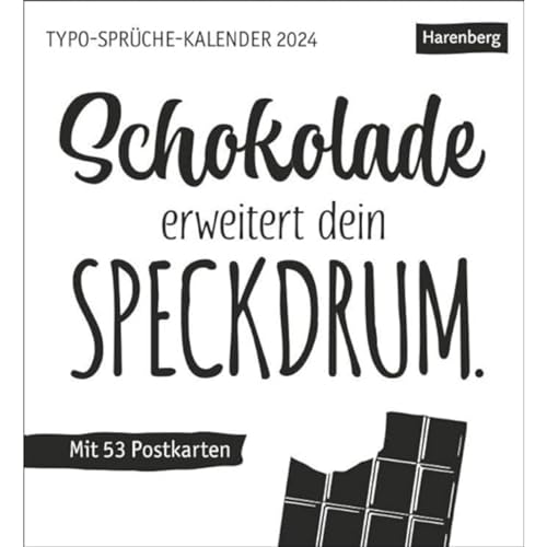 Typo-Sprüche-Kalender Postkartenkalender 2024. Wochenkalender mit originellen Sprüchen in Schwarz-weiß. Postkarten-Tischkalender mit 53 perforierten ... Verschicken: Wochenkalender mit 53 Postkarten von Harenberg