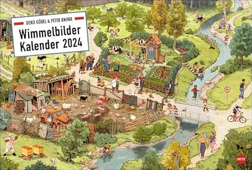 Wimmelbilder Kalender - Göbel & Knorr - Kalender 2024 - Heye-Verlag - Wandkalender mit preisgekrönten Illustrationen - 58 cm x 39 cm von Harenberg