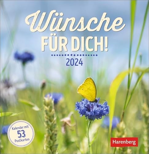 Wünsche für dich - Postkartenkalender 2024 - Harenberg-Verlag - Wochenkalender mit 53 Postkarten zum Freuen, Dekorieren oder Verschicken - 16 cm x 16,5 cm von Harenberg