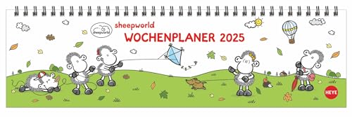 sheepworld Wochenquerplaner - Kalender 2025 - Heye-Verlag - Tischkalender mit Schulferien - 32,5 cm x 9,3 cm von Harenberg