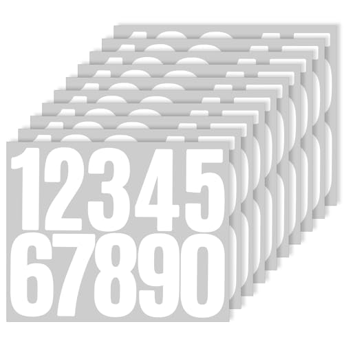 100 Stück Zahlen Aufkleber 75 mm 0-9 Zahlen Aufkleber Wetterfest Große Vinyl Zahlen Sticker Weiß Nummernaufkleber für Briefkasten Hausnummer (Weiß) von Hariendny