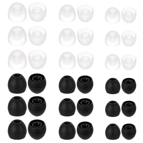 36 Stück Ersatz Ohrstöpsel Transparent und Schwarz Silikon Ohrhörer Ersatzstöpsel Komfort Ohrstöpsel Kompatibel mit den meisten in-Ear Kopfhörer (3 Größen) von Hariendny