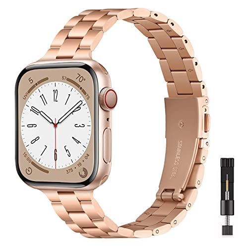 Harikiri Armband Kompatibel mit Apple Watch 38mm 40mm 41mm 42mm 44mm 45mm 49mm für Damen,Slim Edelstahl Stainless Steel Verstellbare Armband für iWatch Serie 9/8/7/6/5/4/3/2/1/se Harikiri Armband Kompatibel mit Apple Watch 38mm 40mm 41mm 42mm 44mm 45mm 49mm für Damen,Slim Edelstahl Stainless Steel Verstellbare Armband für iWatch Serie 9/8/7/6/5/4/3/2/1/se von Harikiri