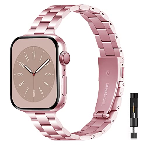 Harikiri Armband Kompatibel mit Apple Watch 38mm 40mm 41mm 42mm 44mm 45mm 49mm für Damen,Slim Edelstahl Stainless Steel Verstellbare Armband für iWatch Serie 9/8/7/6/5/4/3/2/1/se Harikiri Armband Kompatibel mit Apple Watch 38mm 40mm 41mm 42mm 44mm 45mm 49mm für Damen,Slim Edelstahl Stainless Steel Verstellbare Armband für iWatch Serie 9/8/7/6/5/4/3/2/1/se von Harikiri