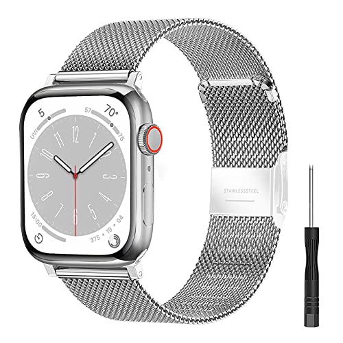 Harikiri Metall Armband kompatibel mit Apple Watch 38mm 40mm 41mm 42mm 44mm 45mm 49mm,Verstellbares Sportgitter Edelstahl Ersatzbänder für die IWatch Ultra Serie 8/7/5/5/4/3/2/1/SE von Harikiri