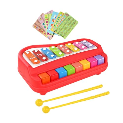 Harilla 2 in 1 Baby-Klavier-Xylophon-Spielzeug, Xylophon-Spielzeug, Geburtstagsgeschenke, musikalisches Lernspielzeug, Instrumente, Spielzeug für 0-3 Jahre, Rot von Harilla